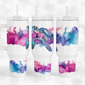 Sea Turtle - 40oz Quencher Tumbler Wrap Sublimation Design - Design Digital Download PNG