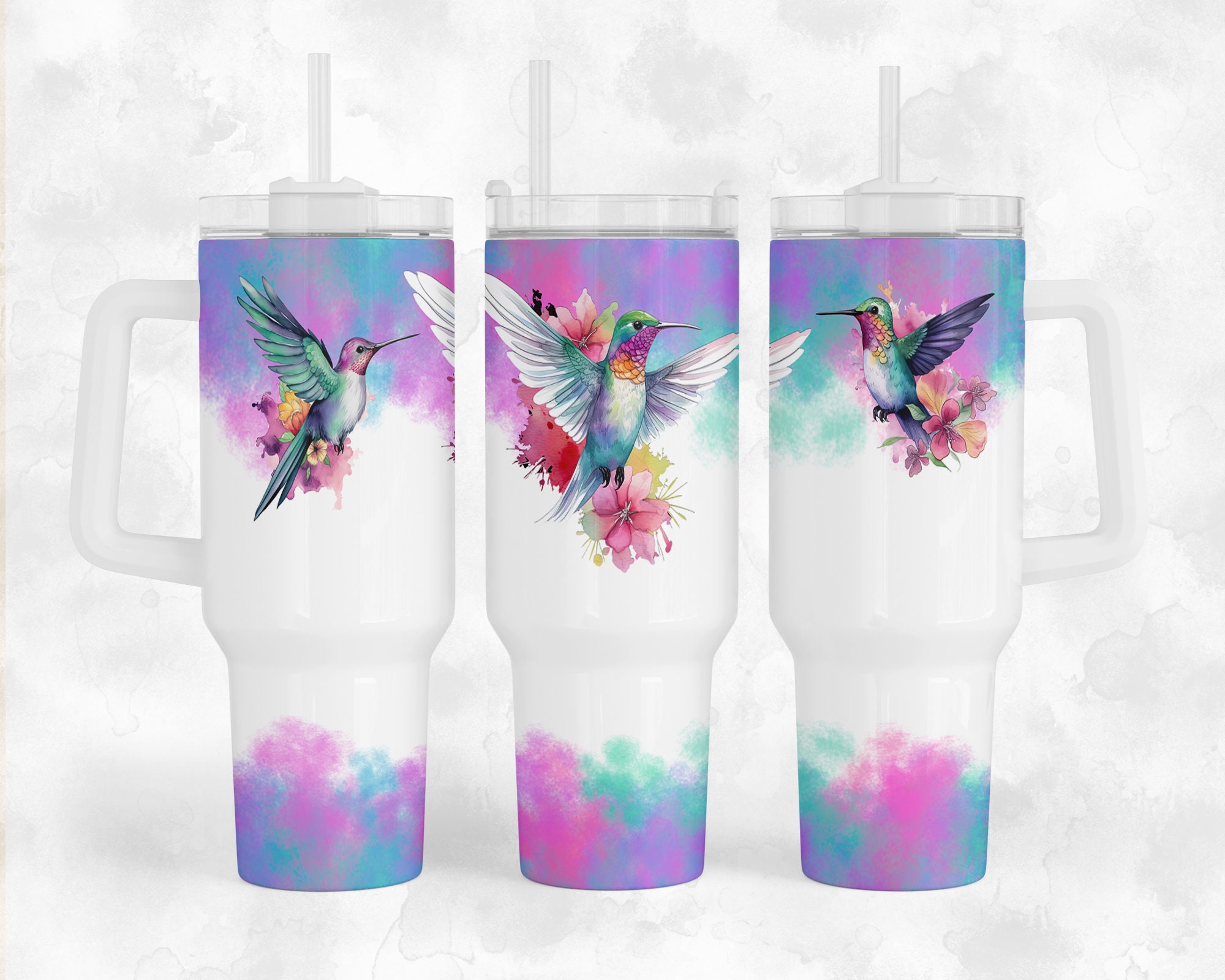 40 oz Stained Glass Hummingbird Sublimation Tumbler Design