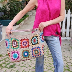 Crochet Bag, Granny Square Bag, Crochet Purse, Crochet tote Bag, Retro Bag, Hippie Bag,Gift for Her, Boho Bag, Vintage Style, Mother, Girl
