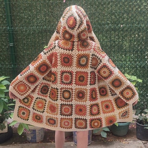 Granny Square Cardigan, Afghan Crochet Coat, Vintage Sweater, Hooded Cardigan, Patchwork Cardigan, Hippie Jacket, Knitted Cardigan