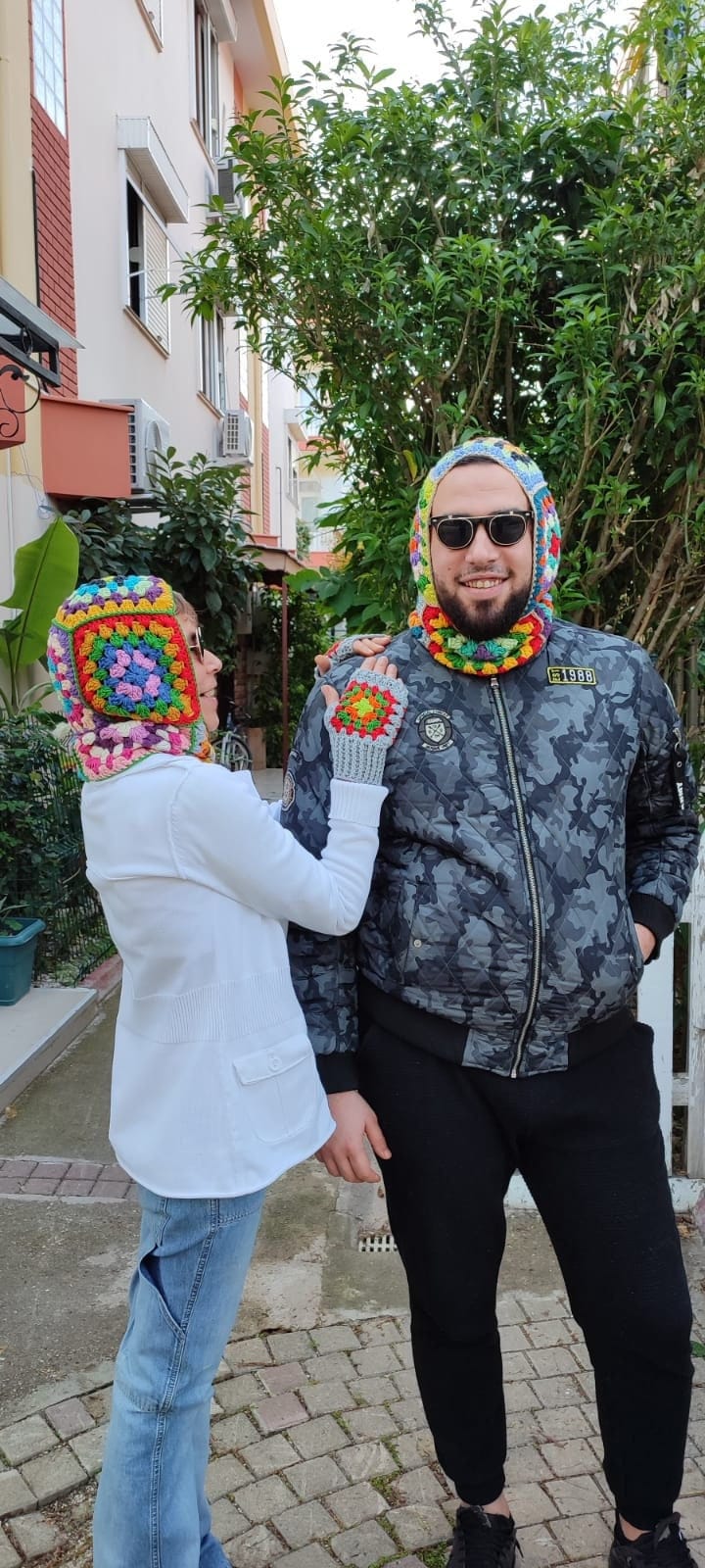 Colored Hoodie  Granny Square Hat Wrap Daytime Hand-knitted Granny Square Crochet Balaclava - Colorful  main image 3