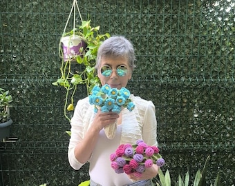 手作りのXXLカラフルなバラの花束ブランケット（約1.10 m） - かぎ針