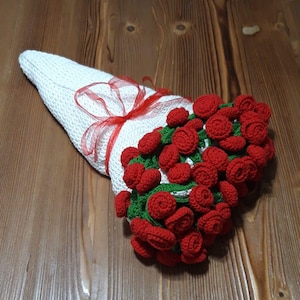 Crochet Christmas Flower Bouquet Blanket, Handmade Rose Bouquet, Mother&#39;s Day Gift, Gift For Her, Birthday Gift, Wedding Flower, Lover Gift