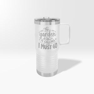 Engraved Garden Tumbler, Garden Is Calling And I Must Go, Personalized Custom Stainless Steel Water Bottle with Straw, Travel Coffee