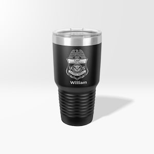 CBP Patrol Agent Badge Coffee Tumbler, Border Patrol Customs Badge DHS Logo Insignia Tumbler, Engraved Law Enforcement Police Badge Gift