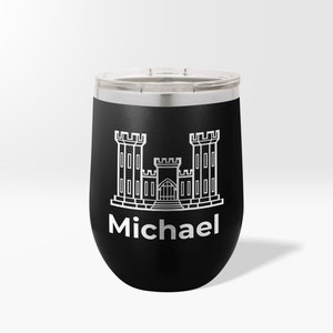 Army Corps of Engineers Castle Tumbler , Army Careers , Personalized Law Enforcement Gifts for Her , US Military Tumbler , Military Bottle