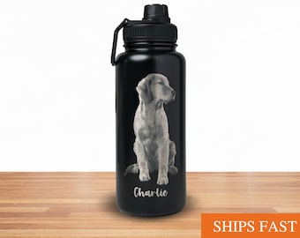 Personalized Water Bottle 32oz, Custom Text, Logo or Photo Engraved Stainless Steel Bottle Double Walled Vacuum Insulated, Personalized Gift