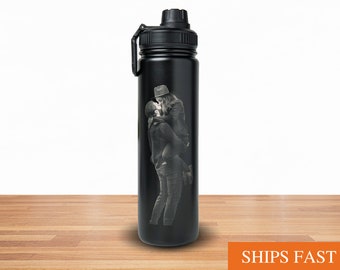 Custom Water Bottle 22oz, Personalized Photo and Message Engraved Stainless Steel Bottle, Couple gift, Baby Bottle, Personalized Gift