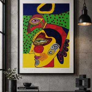 Corneille (1922-2010) | Tete de femme et oiseau pensif | Handsignierter & nummerierter Druck | Auflage 300