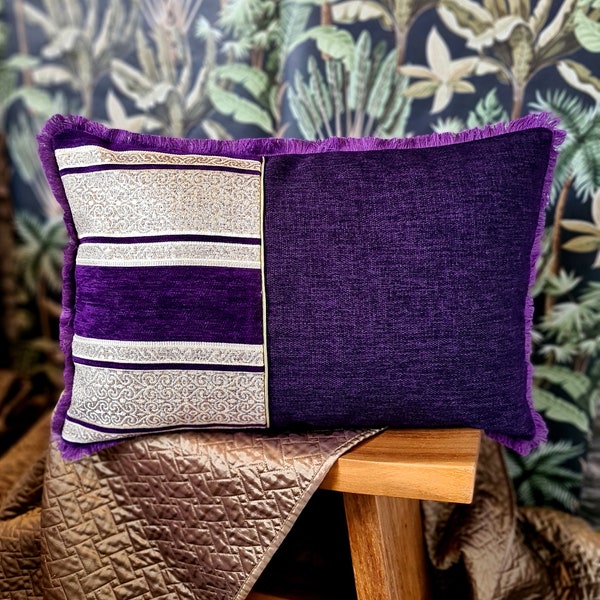 Housse de coussin violette, 60x40cm, oreiller violet, coussins violet foncé, taie d'oreiller de couleur violette, taie d'oreiller violette décorative