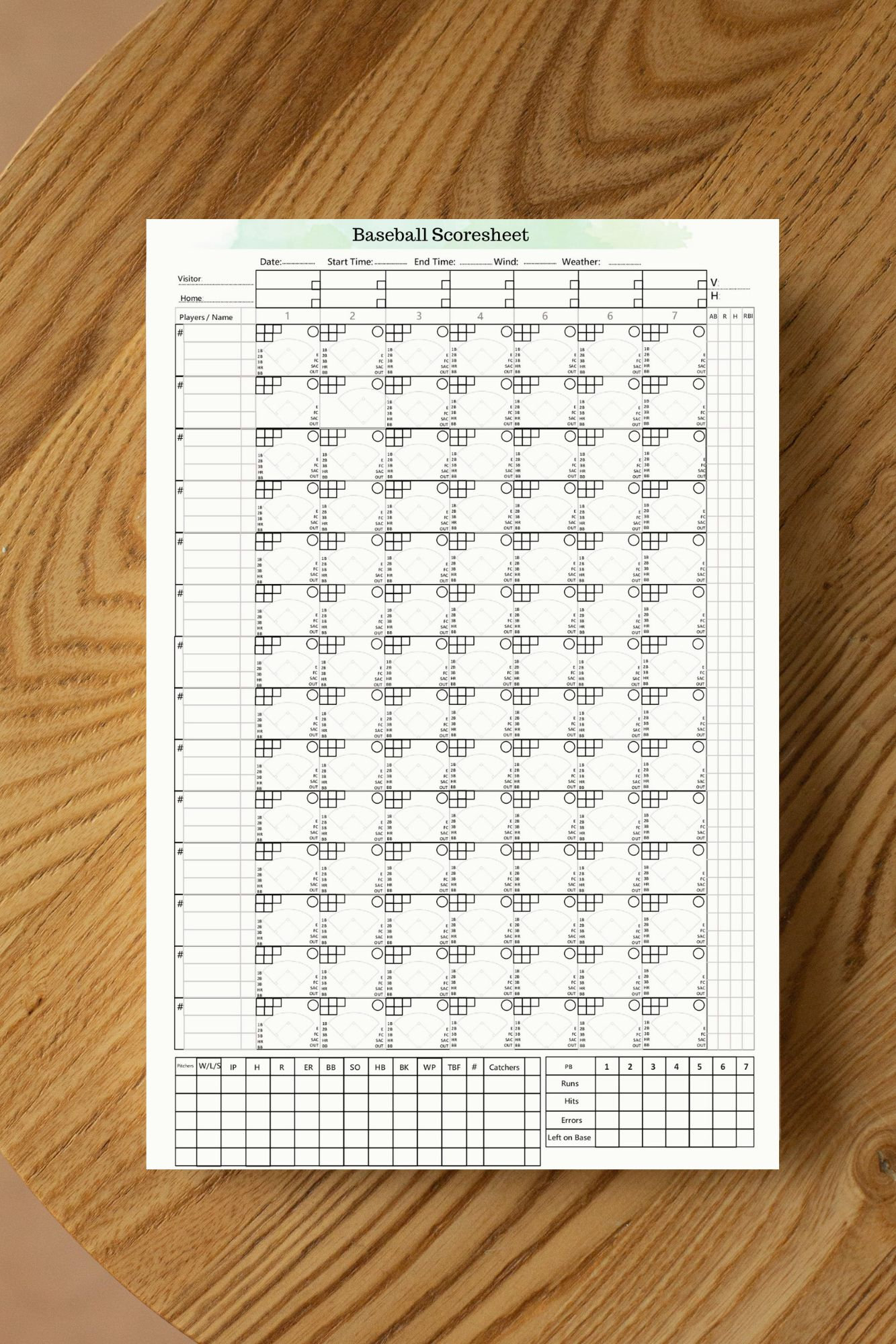 Baseball Scoresheet: Print Your Baseball Score Sheets and Score in ...