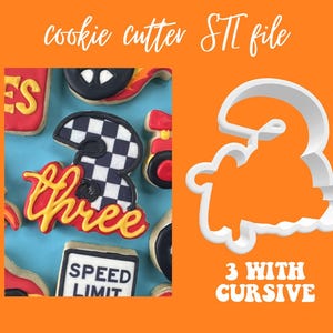 Three with Cursive - STL file