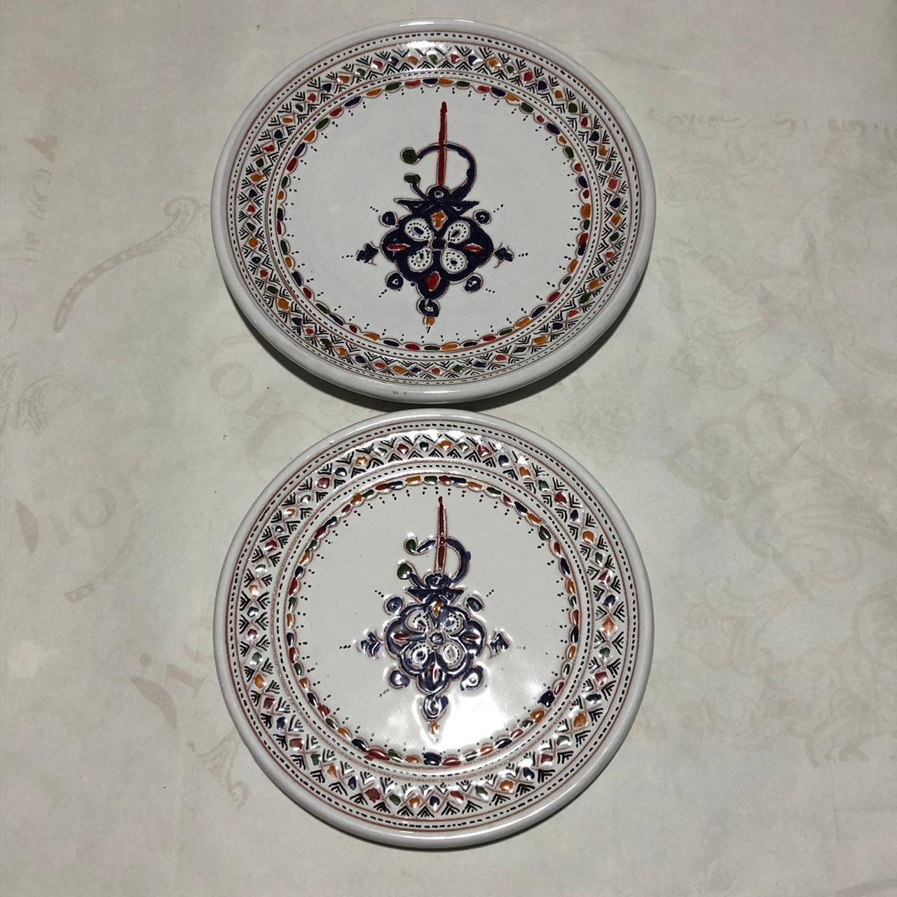 Assiette, Plat Argile, Poteries, Art de Table, Artisanat Marocain, Service Naturelle, Terre Cuite