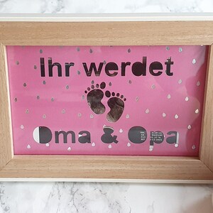 Schwangerschaft verkünden Geschenk, Passepartout Papier 10x15 cm, DIY Bilderrahmen, selbstgemacht