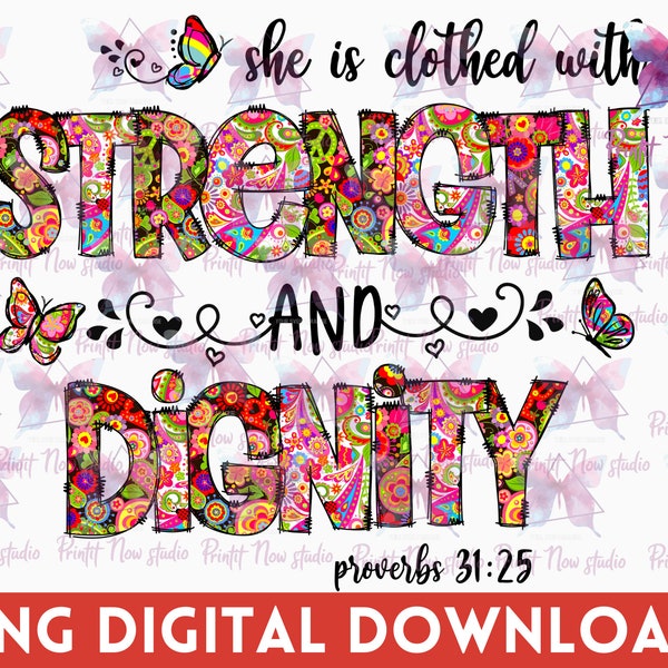Christian sublimation Png - She is Clothed With Strength And Dignity Png Files - Christian Png, Christian Clipart, Hand Drawn Png