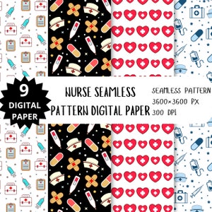 Krankenschwester Musterdesign, digitales Papier, Krankenschwester Muster, digitales Papier Png, kommerzielle Nutzung, sofortiger Download