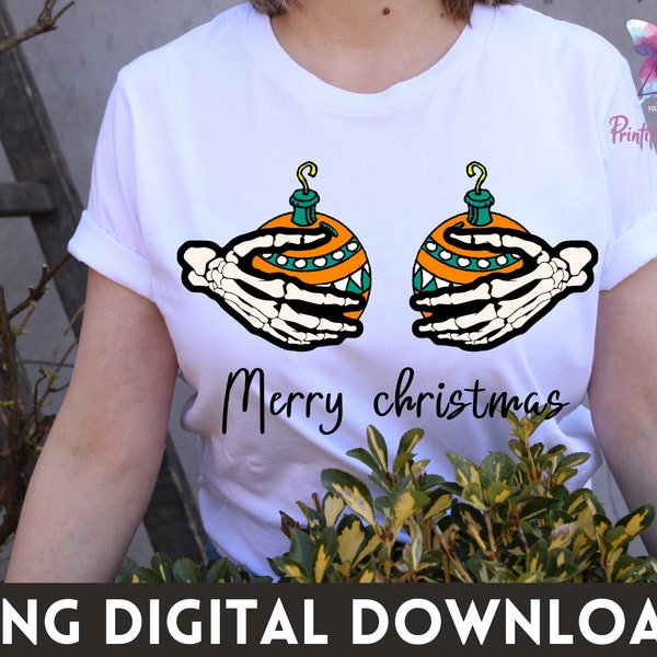 Merry Christmas Skeleton Hand - Christmas Skeleton, Dancing Skeletons Png, Skeletons Png, Retro Christmas, Boho Christmas PNG