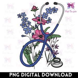 Floral stethoscope Png, Nurse Life Png, Nurse love png, Nurse stethoscope png, Floral Medical Art, Nurse Sublimation Design Png