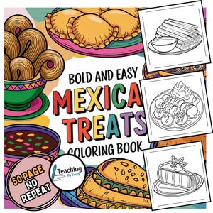 Mexican food Bold And Easy Coloring Book, Mexican Treats Coloring Pages, Food & Drink Coloring Pages, Easy Drawings Digital Coloring Pages