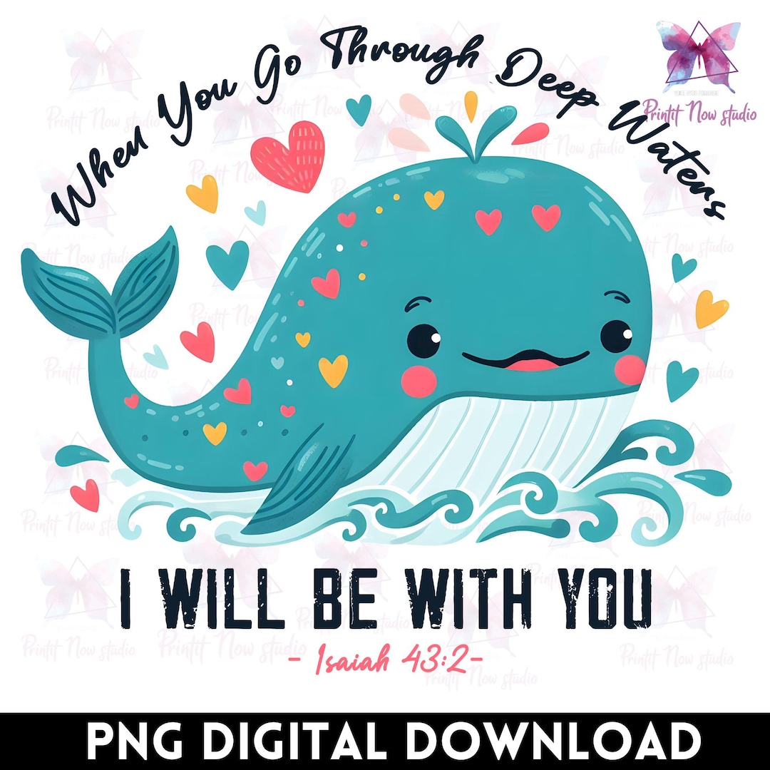 When You Go Through Deep Waters Png, Isaiah 43:2 Sublimation File ...