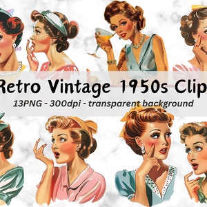 Retro Vintage 1950s Clipart - Paper Doll PNG, Vintage Clipart, Housewife Clipart PNG, Clipart People, Clipart Png, Digital Download Clipart