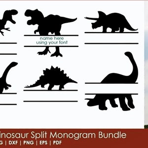 Dinosaur SVG - dinosaur Split Monogram Svg Bundle , dinosaur with name personalized Svg and PNG ,Dinosaur png, Dinosaur front SVG