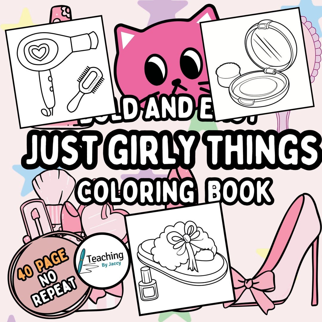 Just Girly Things Bold and Easy Coloring Book, Coloring Sheets, Coloring Pages, Kawaii Color ...