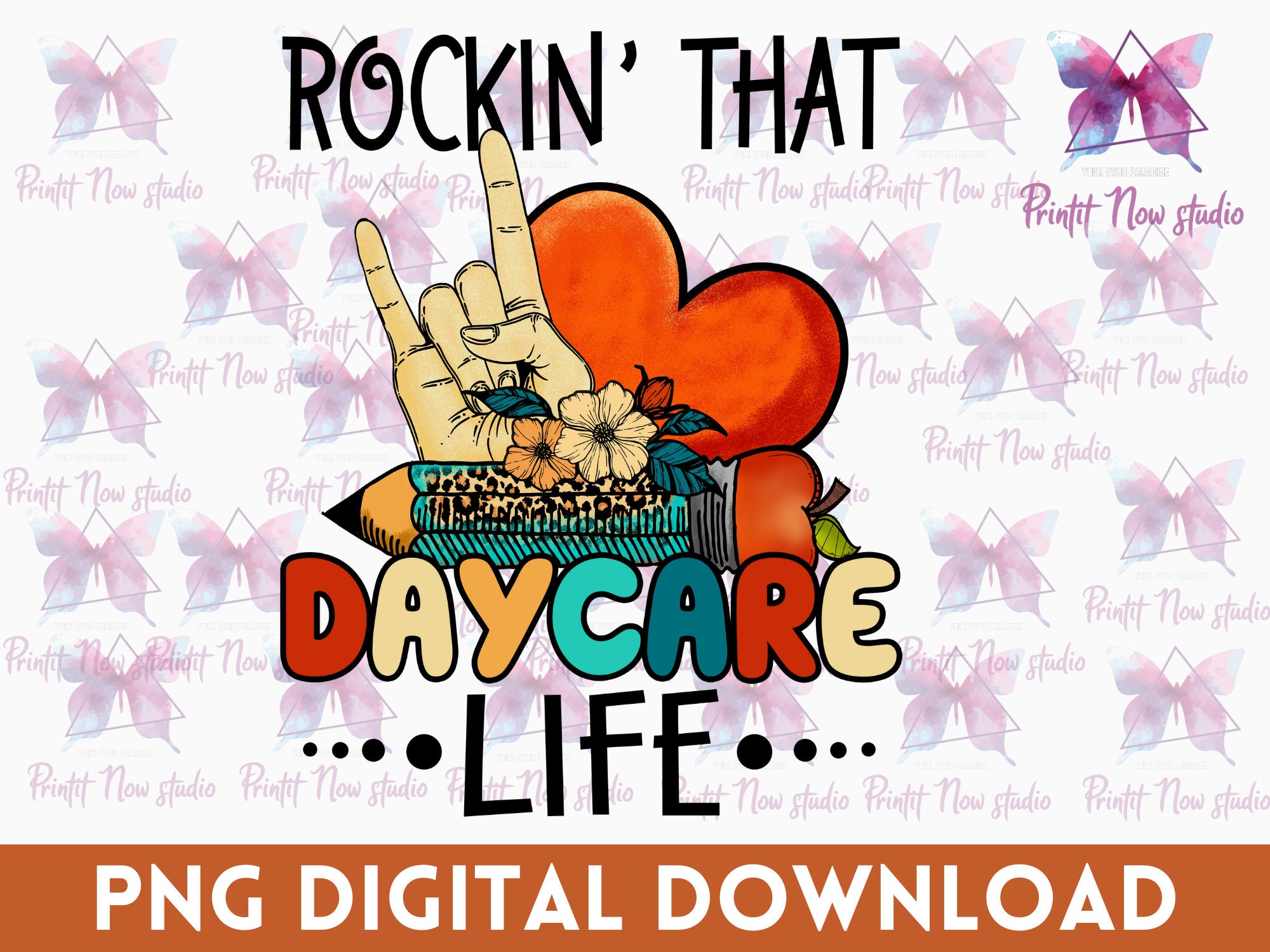 Rockin That Daycare Life Retro PNG Retro Daycare Teacher Etsy
