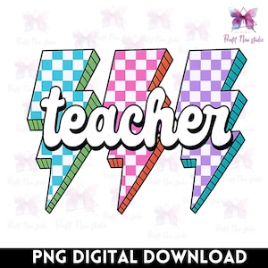 Retro Lehrer PNG: Blitz Karo Design (Digital Download
