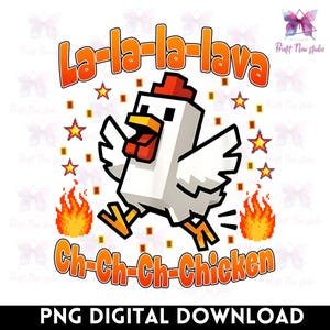 Funny Pixel Chicken Lava PNG: Gamer Meme Shirt Design (Digital Download