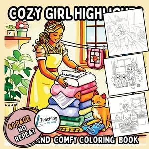 女の子の瞬間の塗り絵 – シンプルな塗り絵デザイン、女の子のアートプリント、大人とティーン向けのクリエイティブなリラクゼーションのためのかわいい簡単な PDF デザイン