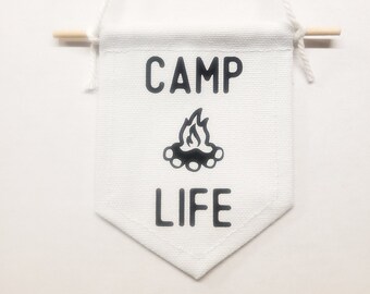 Camp Life Wall Hanging Banner | Wall Banner | Canvas Wall Banner | Home Decor | Office Decor | Children's Room Decor | Camp Life