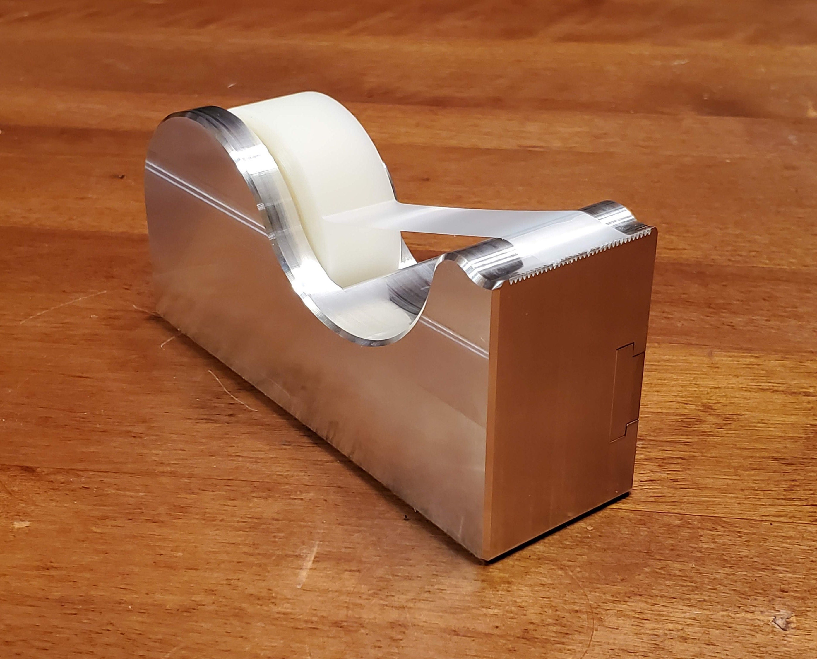 Modernist Industrial Style CNC Machined Solid Aluminum Tape Dispenser 