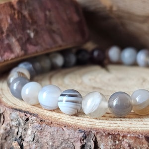 Botswana agate bracelet 6mm lithotherapy natural stone