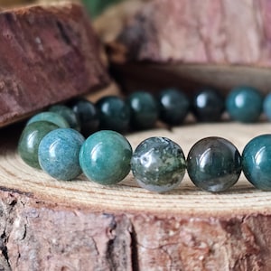 Moss agate bracelet 8mm lithotherapy, natural stone