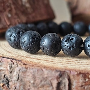 8mm lava stone bracelet lithotherapy natural stone