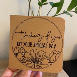 Thinking of You Card - Carte minimaliste - Carte réfléchie - Carte florale - Carte moderne