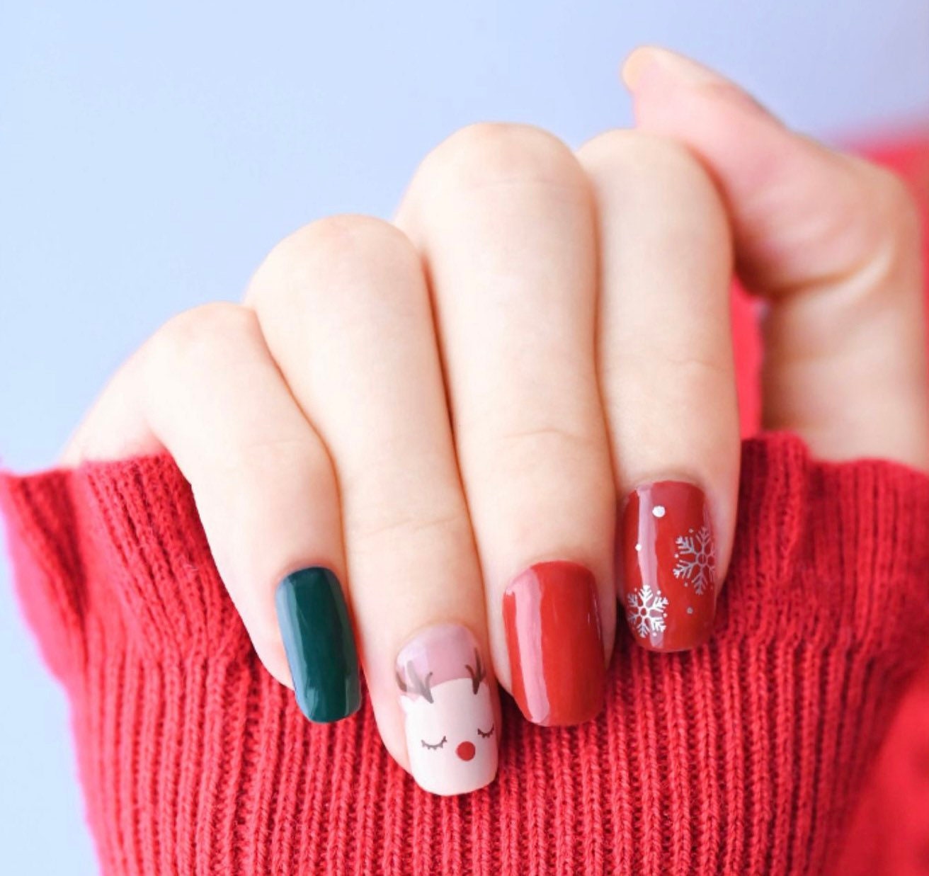 Christmas Reindeer Nail Wraps Nail Wrap Nail Strips Etsy