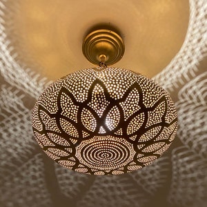 Handmade Moroccan Copper brass lamp, moroccan style hanging lantern, gold Morocco chandelier