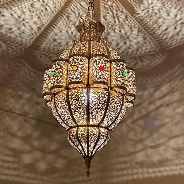 Abat-jour suspendu marocain de luxe fait main, lustre suspendu marocain, plafonnier, nouveau décor d'éclairage de maison