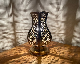 Handmade Moroccan Brass Table Lamp: Marrakech Night Light