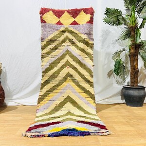 Tapete Boucherouite de 3 x 8 pés: Tapete berbere marroquino colorido feito à mão