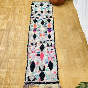 Tapete Boucherouite Marroquino Colorido: Tapete Boho Berbere Reciclado (73 cm x 2,7 m)