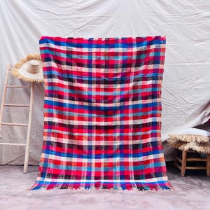 Beautiful Vintage Berber Blanket, Traditional Haik from Morocco, Lightweight Handwoven Throw