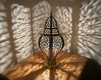 Handmade Brass Moroccan Table Lamp: Modern Bedroom Decor
