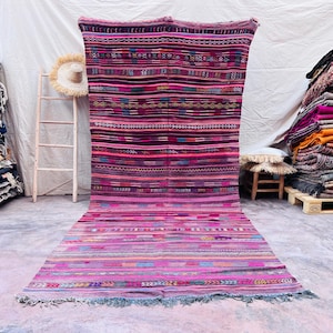 Authentic Vintage Blanket, Moroccan Handwoven Berber Throw, Boho Style Home Accessory