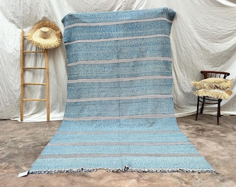 Manta Haik bereber azul vintage, belleza marroquí tejida a mano, manta tradicional ligera.