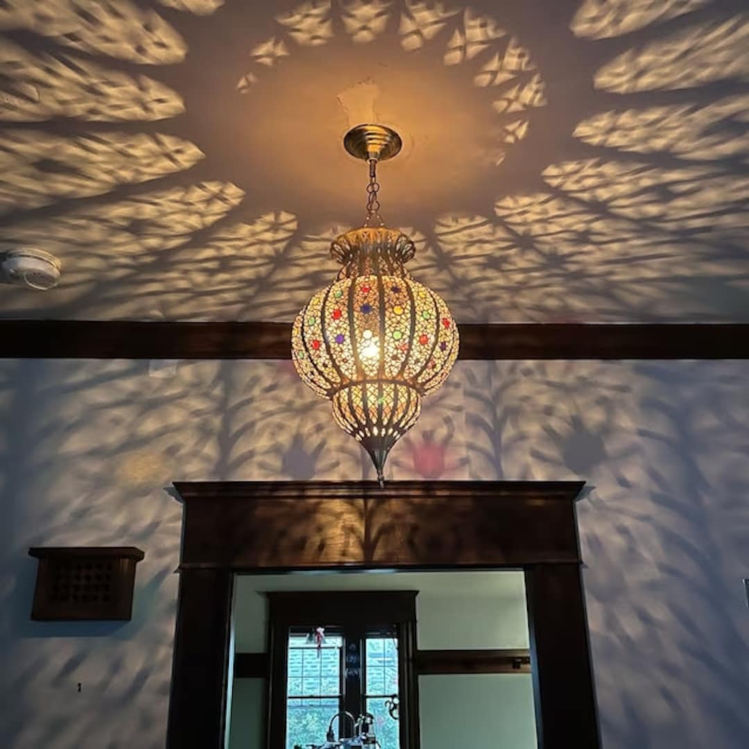 Suspension Marocain, Moroccan Handmade Ceiling Lamp With Glass ...