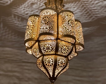Handmade Moroccan Brass Pendant Light - Decorative Ceiling Lamp
