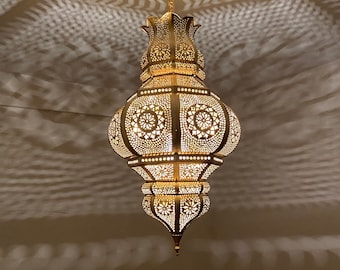 Handmade Moroccan Brass Pendant Light - Ornate Ceiling Lamp